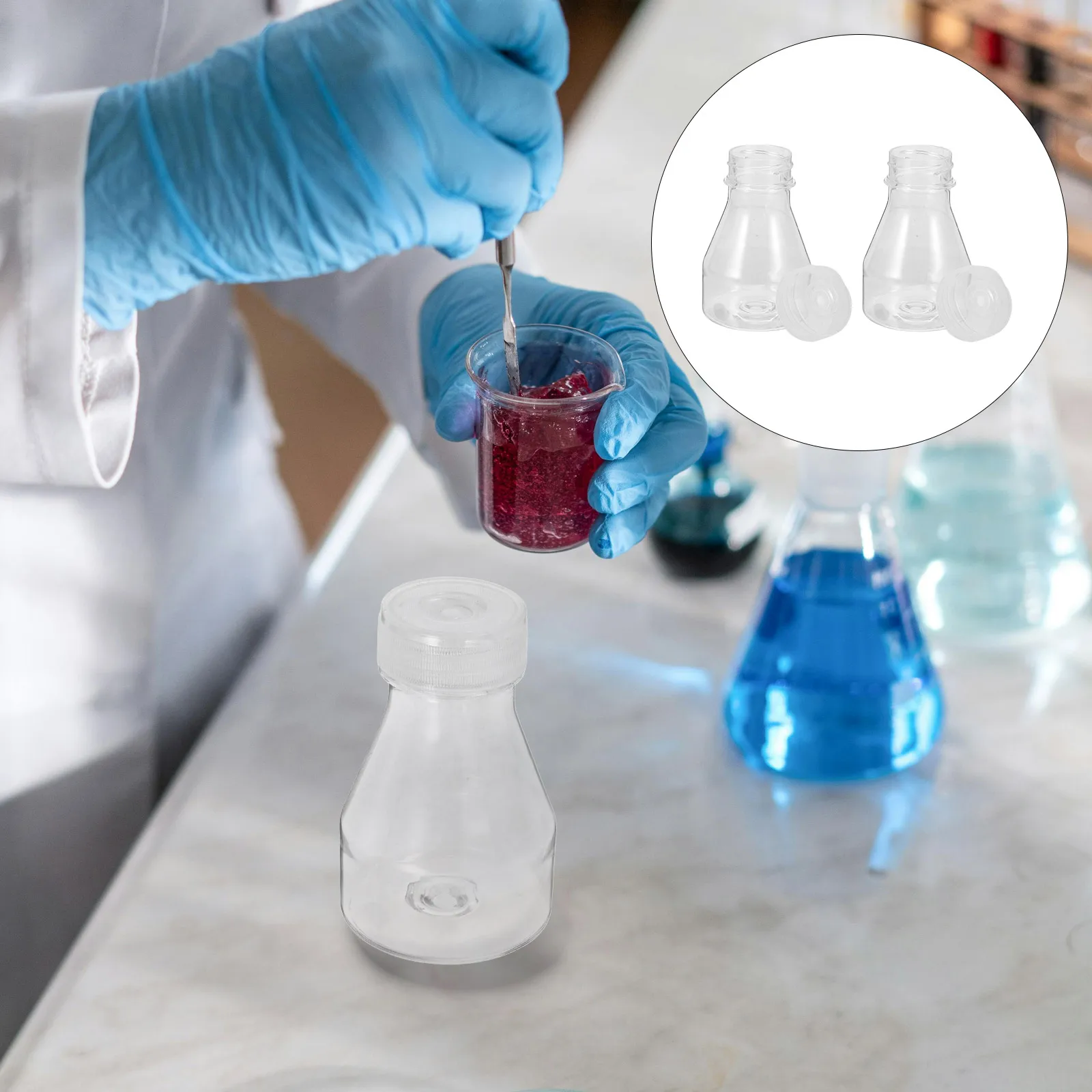 

2 Pcs Flask High Temperature Culture Bottle Cell Containers Laboratory Flasks Transparent