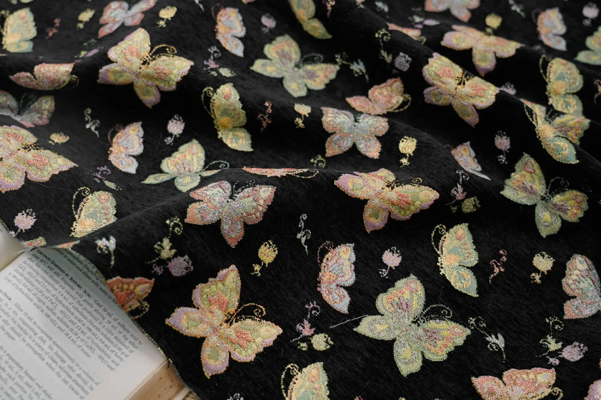 1 Meter Multi-color Butterfly Jacquard Fabric Thick Dress Chenille Coat Curtain Decorative Sewing Fabric