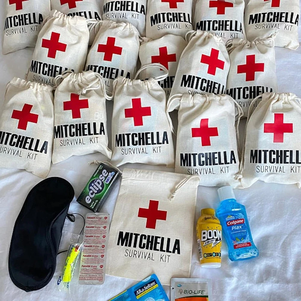 Custom 20/30/50pcs Hangover Survival Kit Favor Bags Wedding Birthday Party Recovery Kit Thank You Gift for Hangover Parties