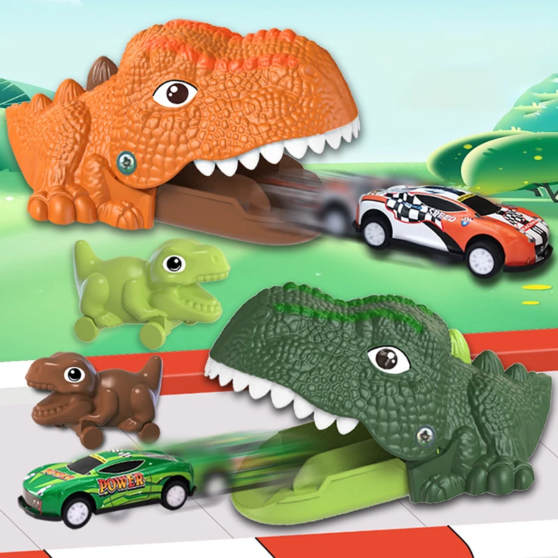 Children Catapult Dinosaur Car Fun One Button Press Launch Inertia Glide Tyrannosaurus Rex Car Boys and Girls Educational Toys