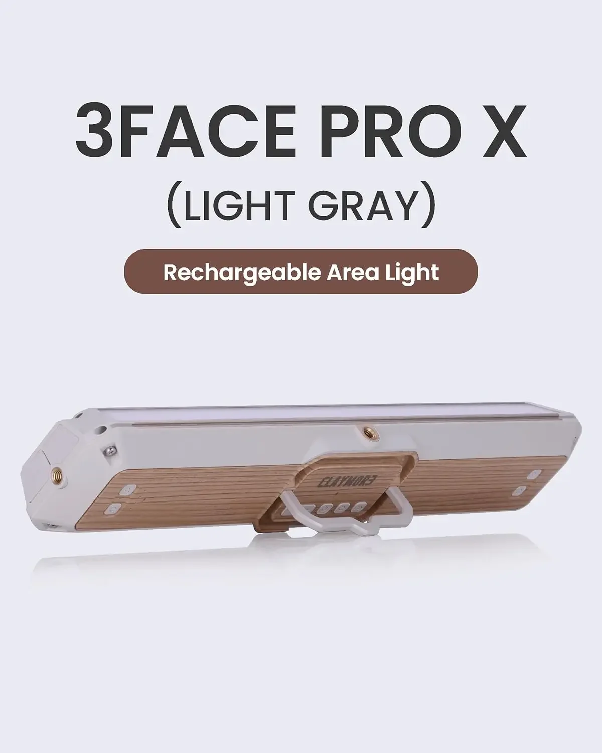 3Face Pro X (Light Gray) - Rechargeable Surface Area Light, 5 Light Modes, 39,200mAh, Lasting Battery. Camping, Outdoor