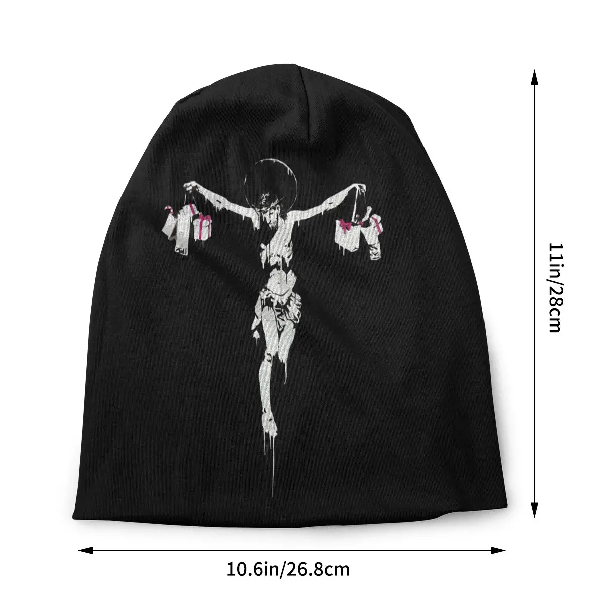 Jesus Banksy Street Artist Works Autumn Female Thin Beanies Double Used Cycling Bonnet Hats