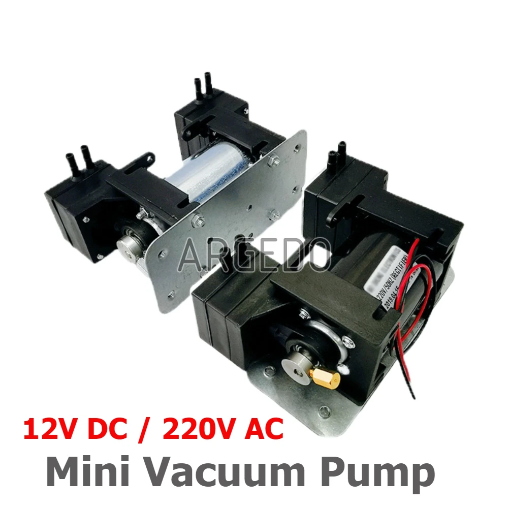 

Argedo 12W Micro Vacuum Pump Double Heads Diaphragm Pump High Negative Pressure 15L/Min 12V DC / 220V AC