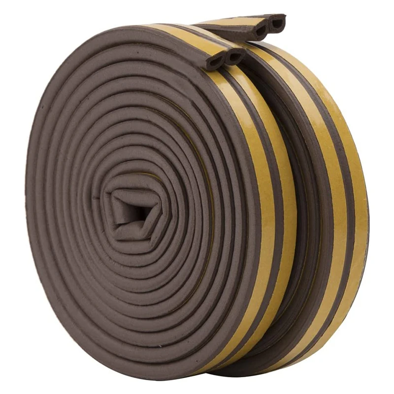 2 Roll EVA Seal Weather Strip Foam Tape D Type 10M Doors Windows Draught Excluder Anti-Collision Seal Strips