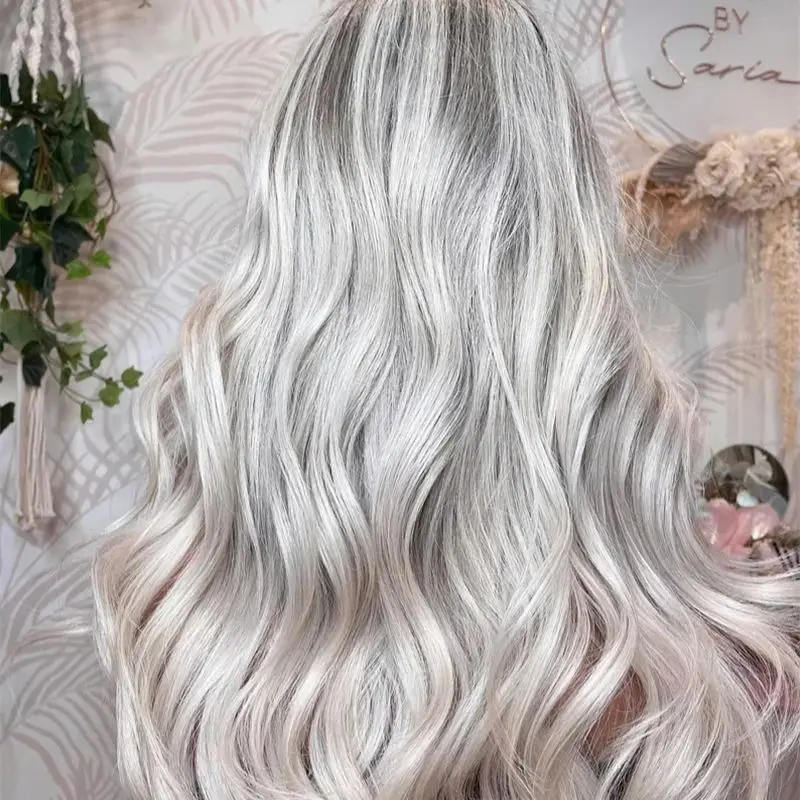 Colored Platinum Ash Blonde White 13X6 Transparent Lace Front Wig Grey Blonde 13X6 Lace Frontal Wig Human Hair For Women Daily