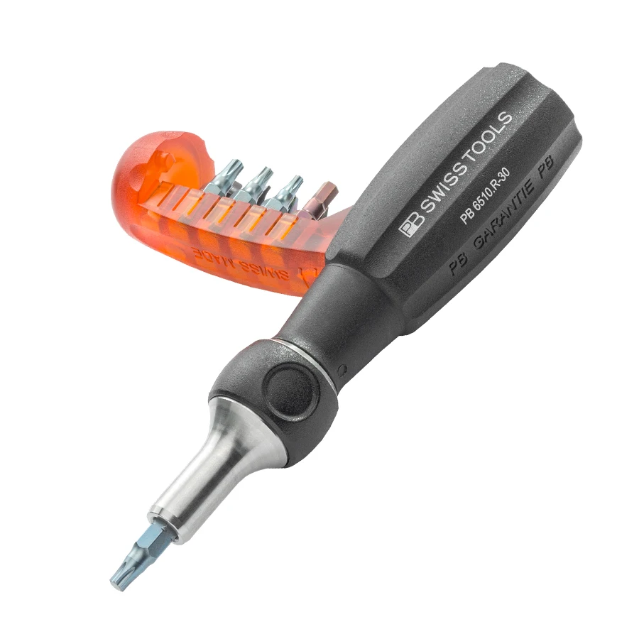 PB SWISS TOOLS PB 6510 Series Precision Screwdriver Kit Ratchet Handle 10 Replaceable Bits Household Industrial Repair Tools