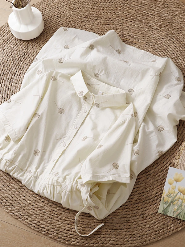Elegantes Besticktes Blumen-Ba – Short Linen Drawstring Bewertung und Preis