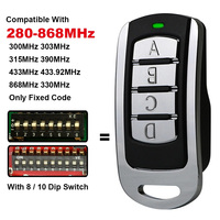 Compatible with 300MHz 303MHz 315MHz 330MHz 433MHz 868MHz with 8 / 10 dip switches Multi-frequency 280-868MHz Remote Controller