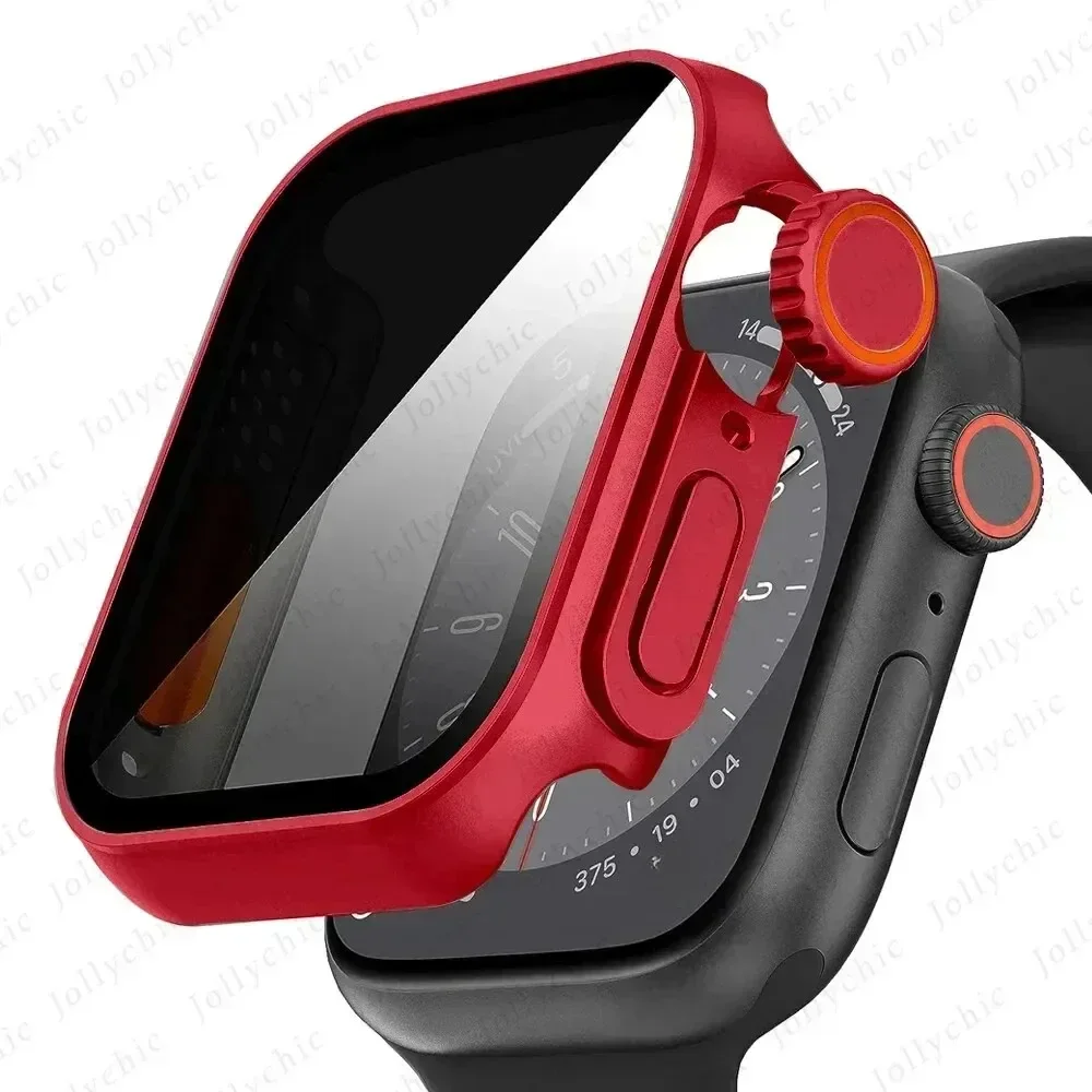 Hülle für Apple Watch Apple Watch Serie 9/8/7/6/5/4 SE 44 45 41 40 mm, Wechsel zu Ultra Privacy, gehärtetes Glas, Displayschutzhülle