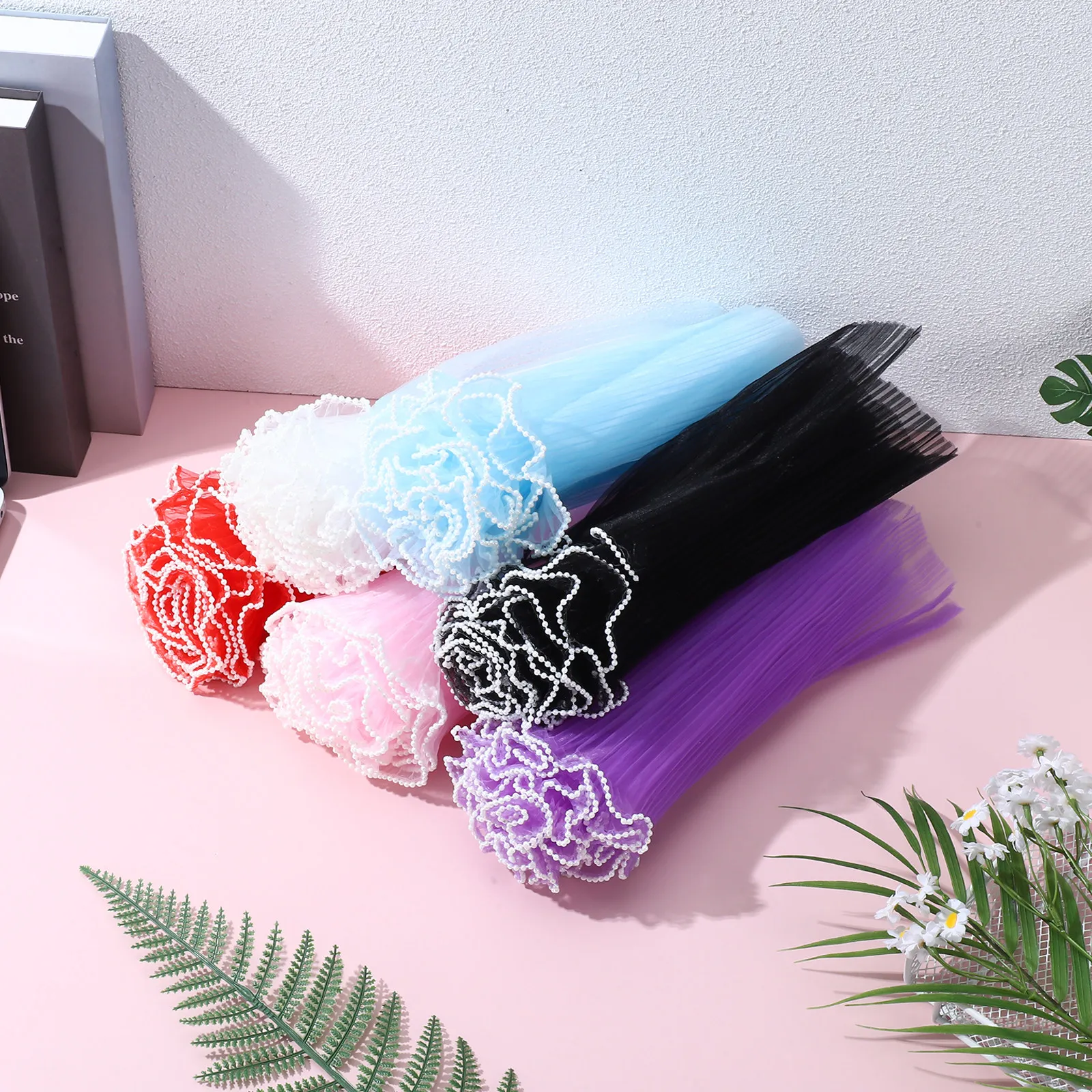 6 Piezas de Malla Floral para Envolver Ramos, Envoltura Decorativa Elegante que Conserva la Frescura con Textura Ondulada, Ideal para Bodas