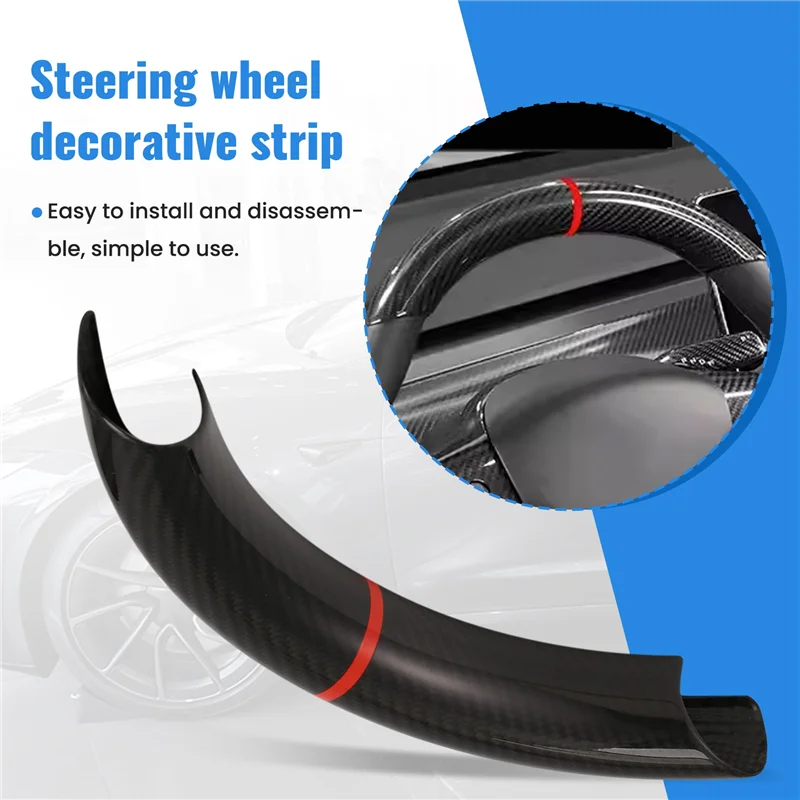 

QB-Car Steering Wheel Upper Cover Trim Strips Carbon Fiber For Tesla Model 3 Highland 2024 Car Interior Accessories