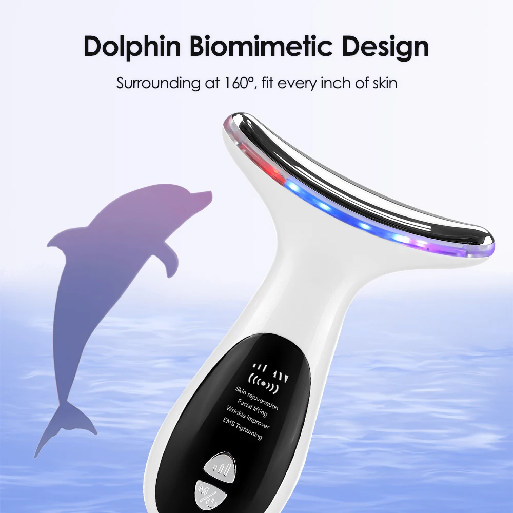 4 Modes Neck Beauty Device EMS Face Lifting Machine Double Chin Remover LED Anti Wrinkle Skin Tightening Facial Massager