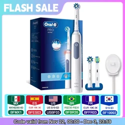 Oral B Pro 4 Ultra Electric Toothbrush 3D Acoustic Wave Intelligent Tooth Brush 2 Min Timer 30s Reminder 4 Modes 3 Brush Heads