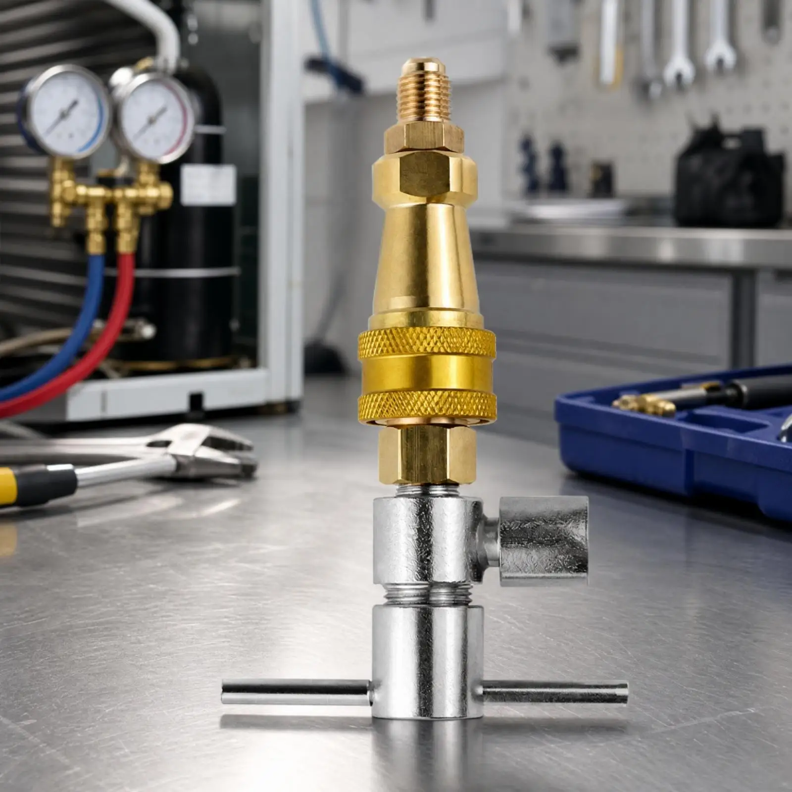 Durable Brass Refrigerant Charging Conn with Auto Open Close Port for Efficient Field Repair