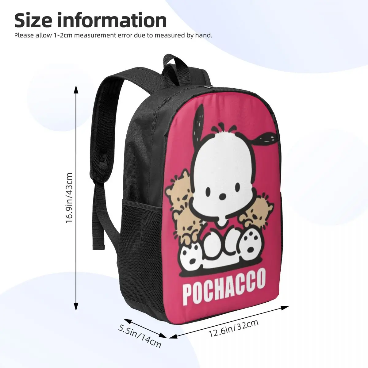 Pochacco 17-Inch Student Backpack - Comfortable and Practical Backpack for Daily Use, School, and Travel
