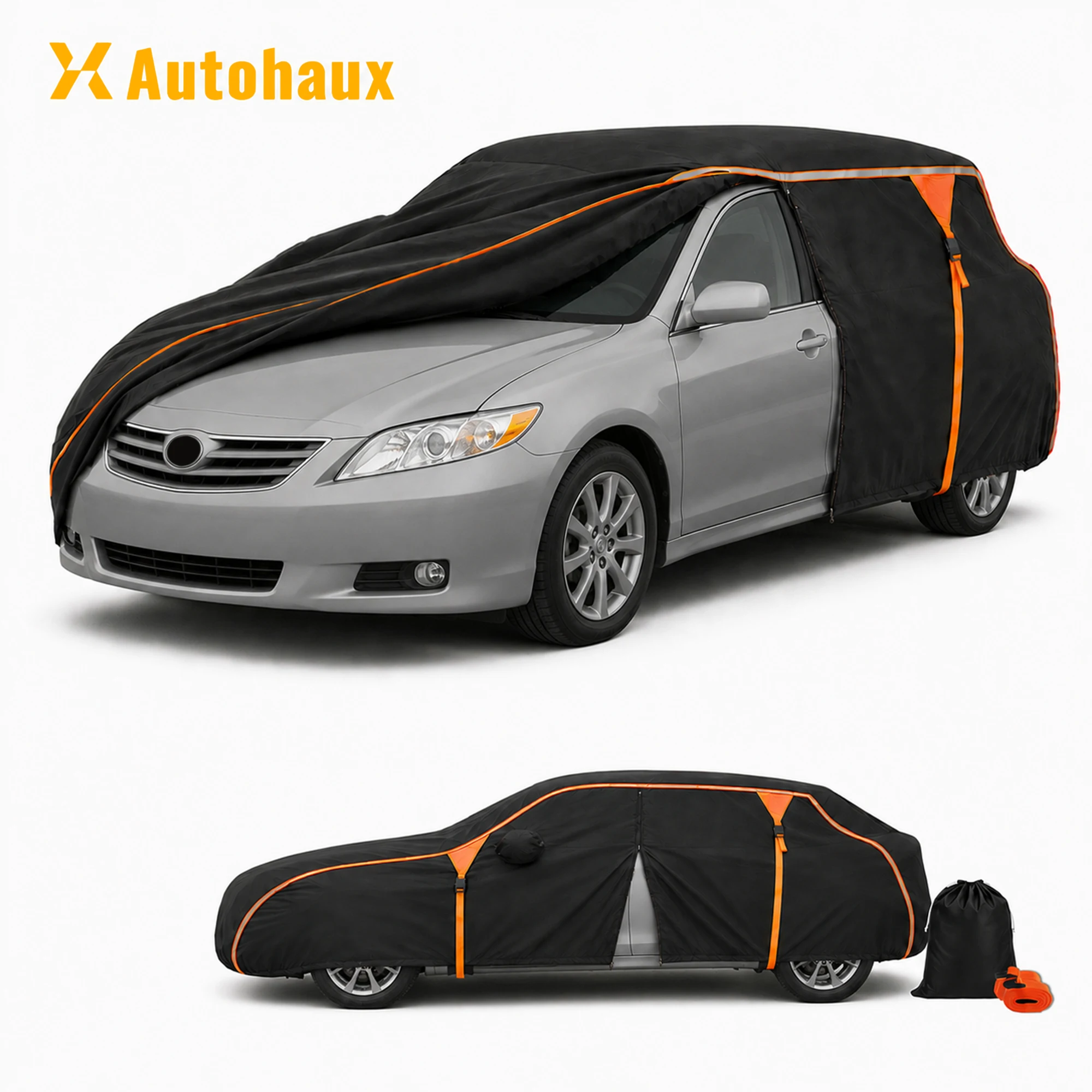 X Autohaux Waterproof 210D-PU Oxford Full Car Cover for Toyota Camry 2007-2022 with Zipper