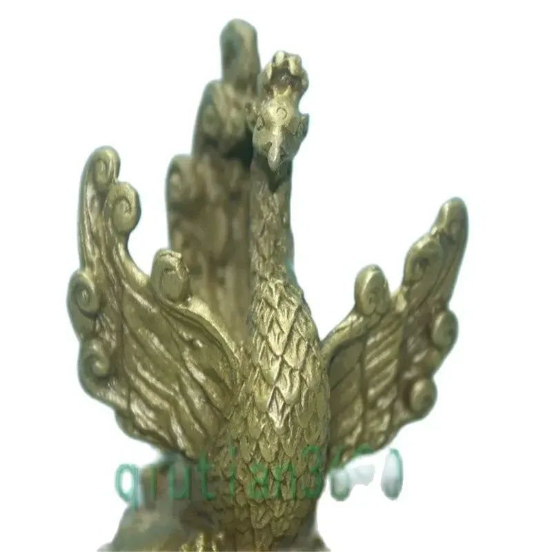 Fine old China Unique Copper Carved Suzaku Auspicious statue classic ceramic home decor art collection