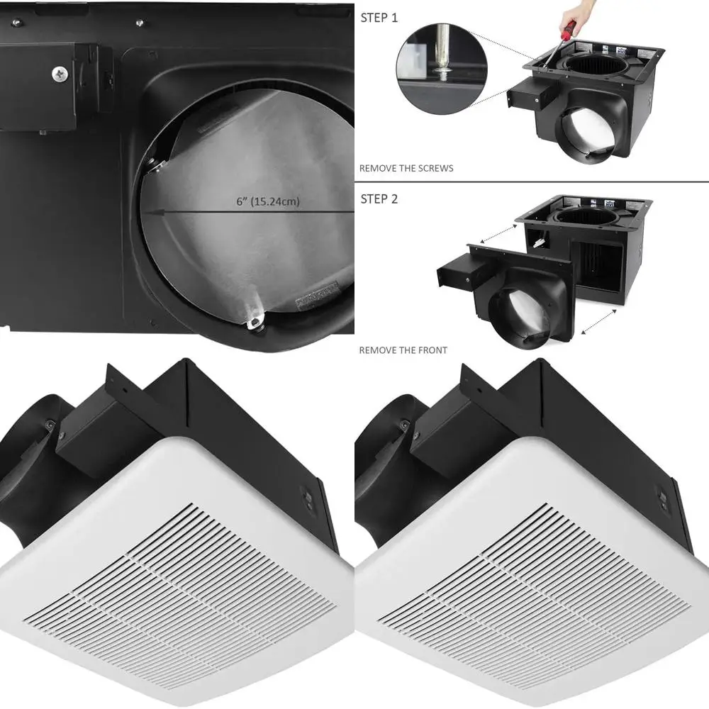 Energy-Efficient 140CFM Bathroom Exhaust Fan, 1.0 Sones, 6 Duct, Ideal for Rooms up to 140 Sq. Ft., Stainless Steel, Ultra-Quiet