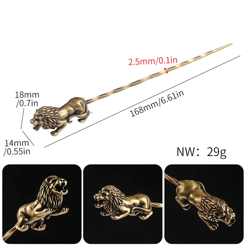 Retro Metal Cigar Needle Crocodile Lion Skull Design Smoker Carving Dredge Drilled Loose Cigarette Cigar Needle Smoke Accessory