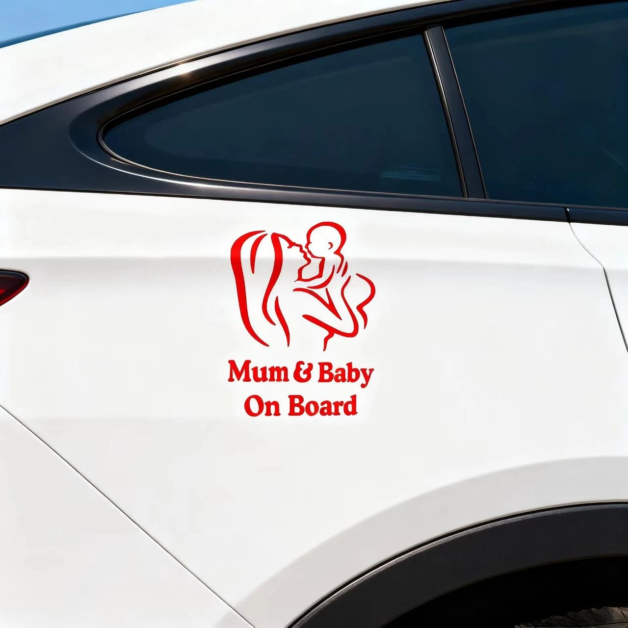 Waterproof Vinyl Mum Baby On Board Car Sticker Warm Mother Baby Pattern Safety Warning Decal For Car Rear Window Decor - view 6