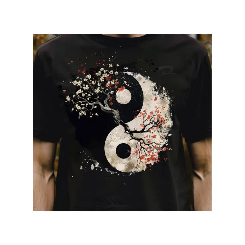 

Harmonious Tees Tree of Life Yin Yang Black T-Shirt Chinese Yin-yang Bagua Tai Chi Clothing Tops Men Clothing Streetwear