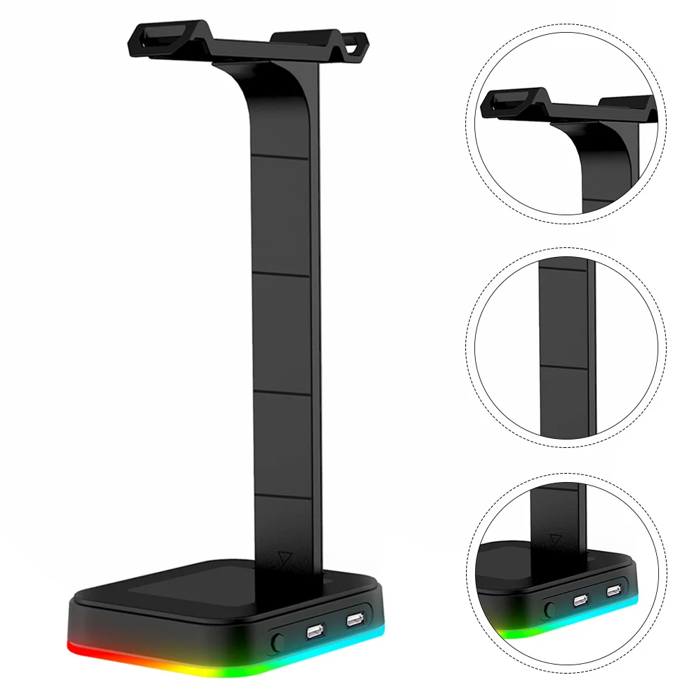 

Gaming Headphone Stand Rgb Light Dual Usb Output Desktop Rack For Over Ear Headsets Nonslip Base Headset Storage Bracket