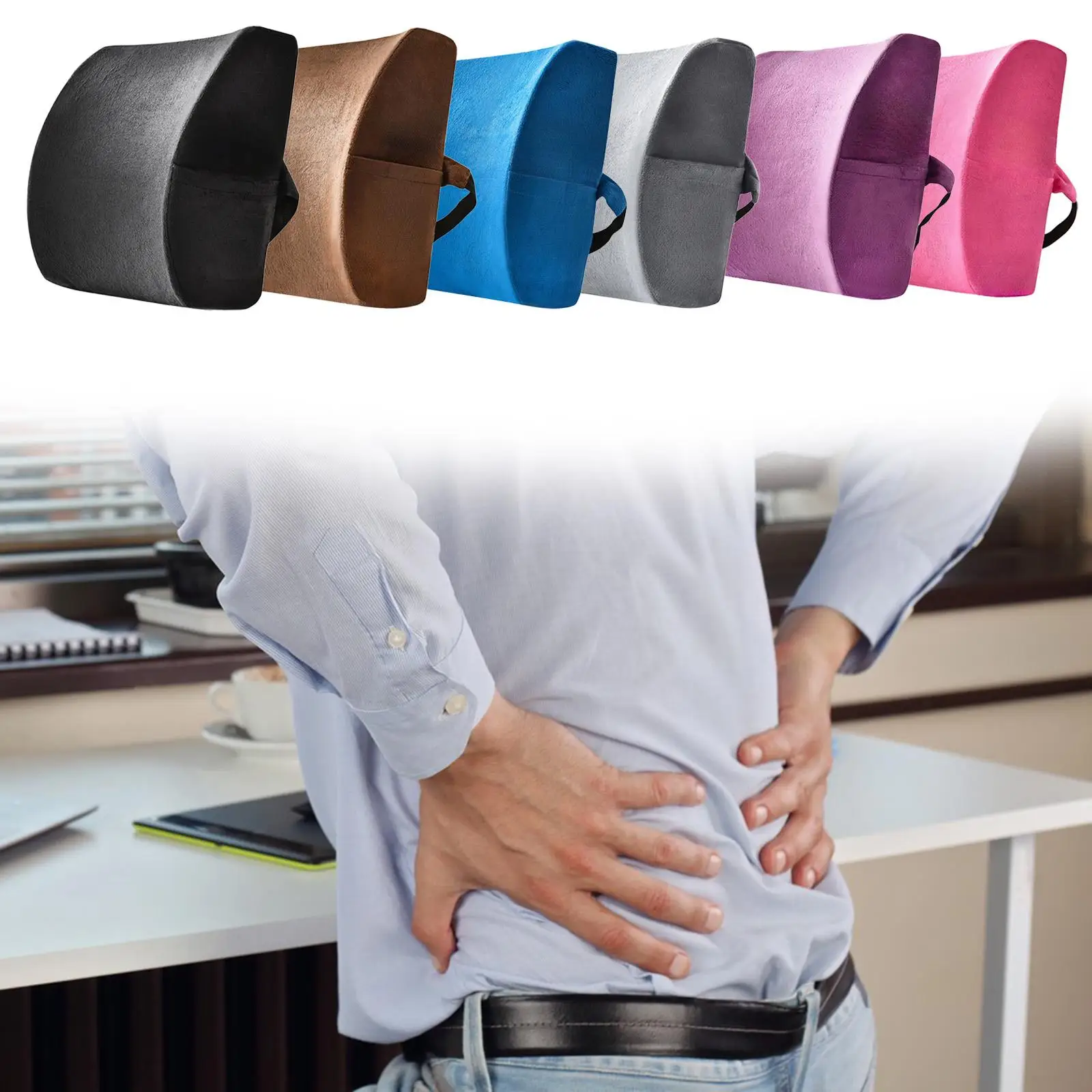 

Flannel Back Support Pillow Comfortable Memory Foam Cushion for Car Seat Office Chair Lower Back Pain Relief