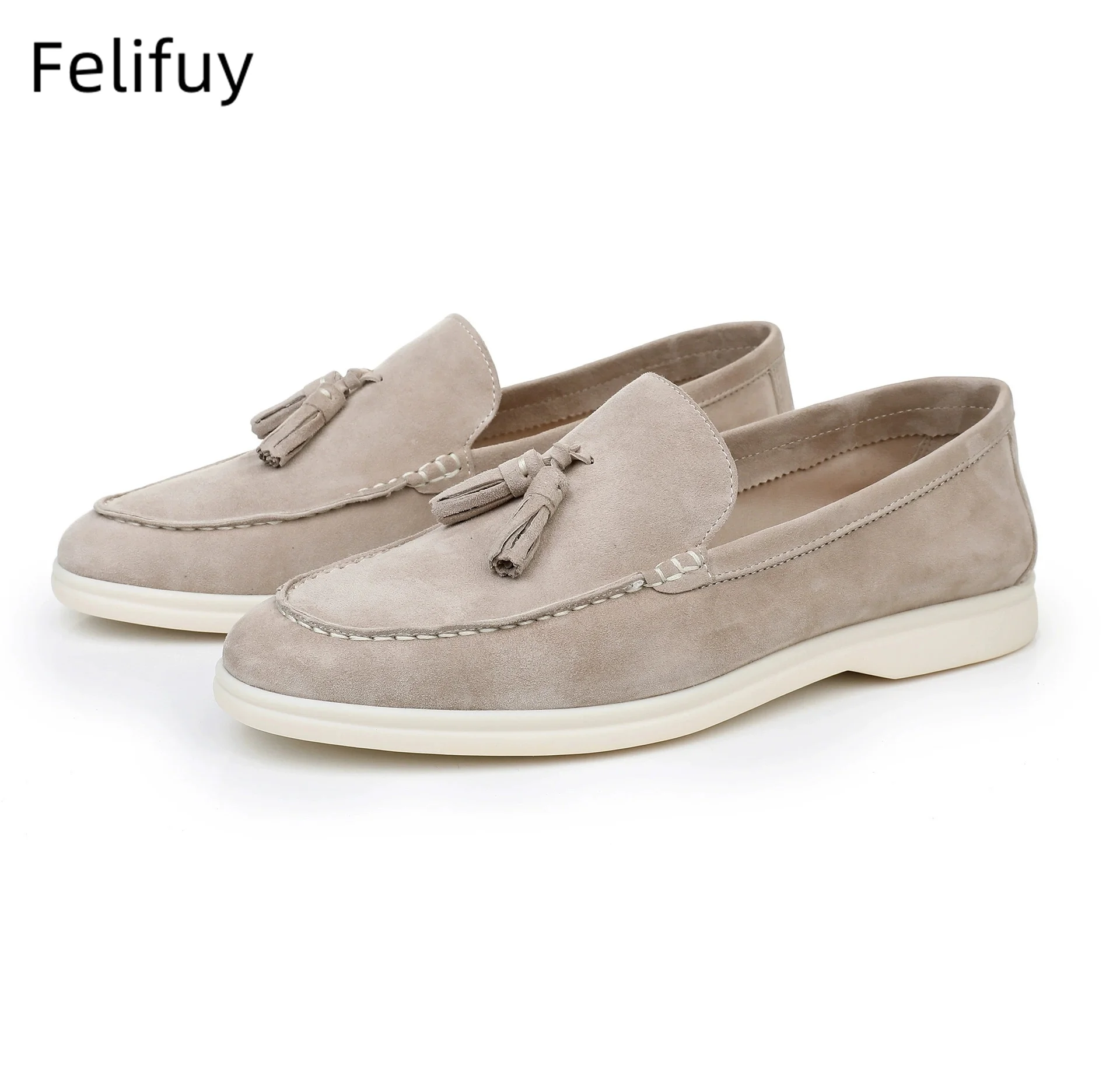 

Men's Flat Tassel Loafers Genuine Leather Comfortable Light and Soft daily Casual Shoes Spring Flat Driving and Walking Shoes