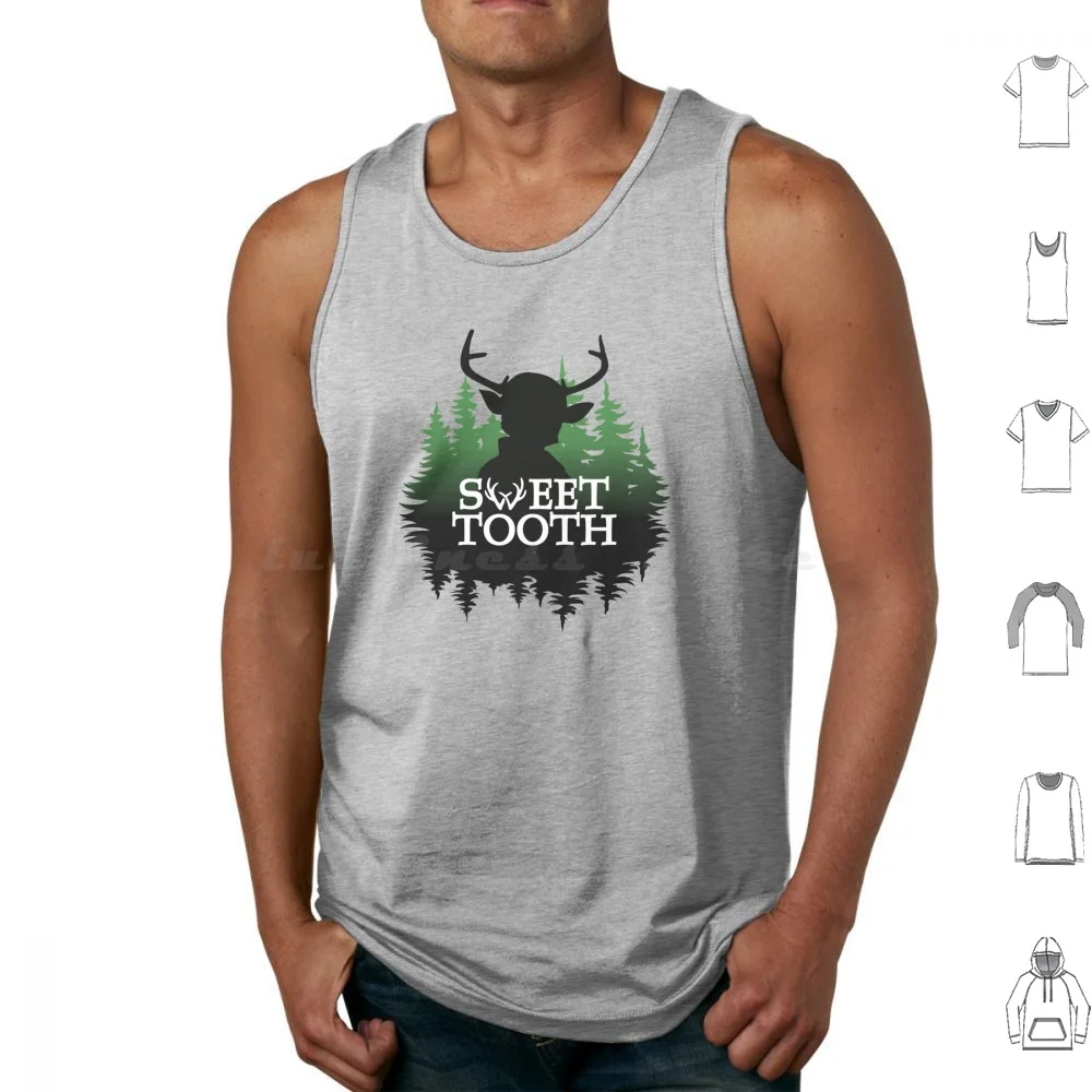 Camisetas sin mangas con logotipo de ventilador de dientes dulces, algodón con estampado de astas de Netflix, serie de Tv, programa de televisión de cómic de dientes dulces, Post Apocalypse Forest