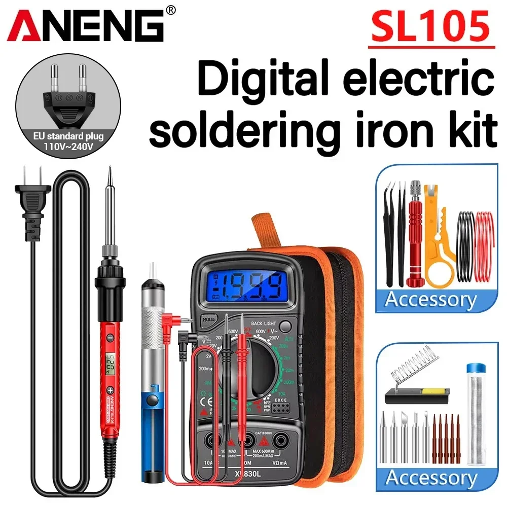 

Цифровой паяльник с регулируемой температурой ANENG SL105 EU/220V US/110V, портативный набор для пайки и ремонта