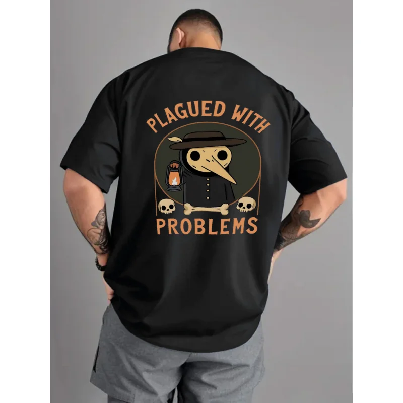 

Мужская черная футболка с надписью «Доктор чумы» с принтом, хлопок высокого качества, 180 г + повседневная уличная одежда, забавный Хэллоуин