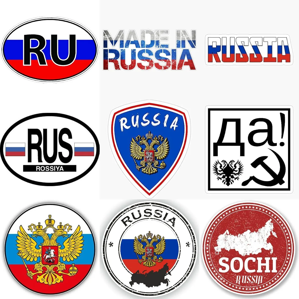 

RUS Russia Flag Map National Emblem Sticker for Wall Room Truck Motorcycle Door Bumper Table Bicycle Car Van Decal Accessories