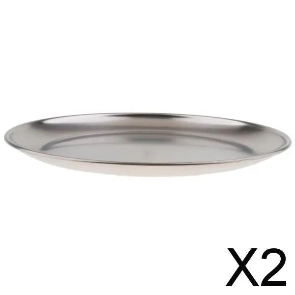 2-4pack stainless steel shallow dish barbecue plate fruit plate dinner plate