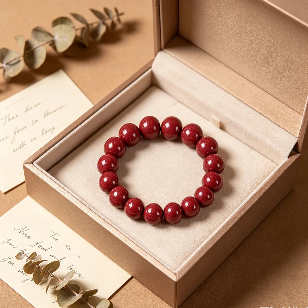 Natural Vermilion Bracelet Bring Wealth Blessings Protects Physical Health Classic Bracelet Red Vermilion Jewelry Chinese Gift
