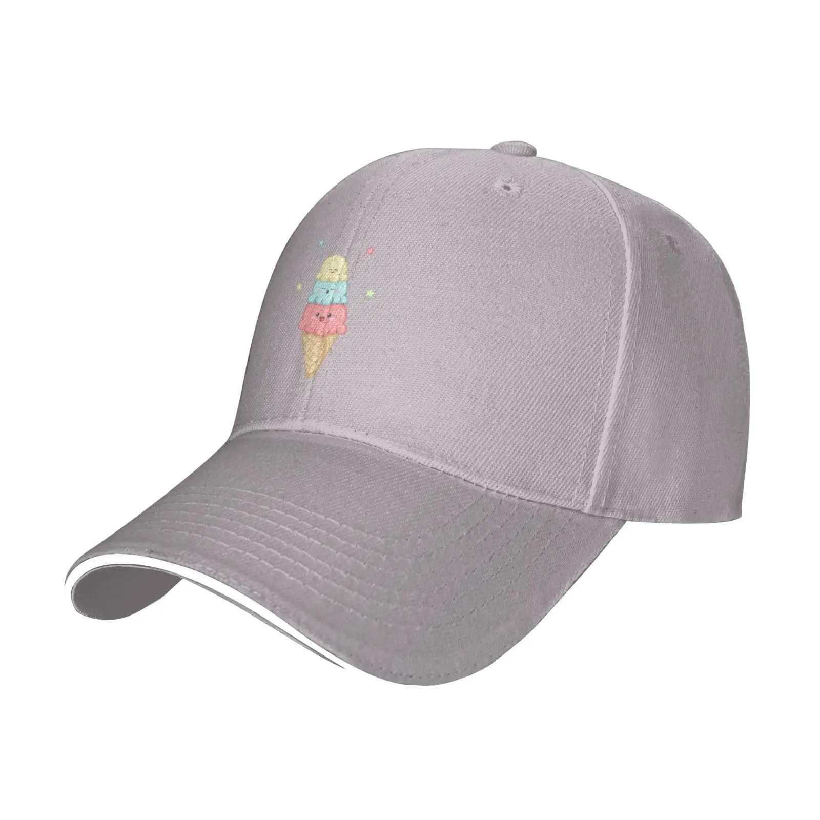 Cute Ice Cream Cone Trucker Baseball Cap for Men Women Hat Sandwich Brim Dad Hats