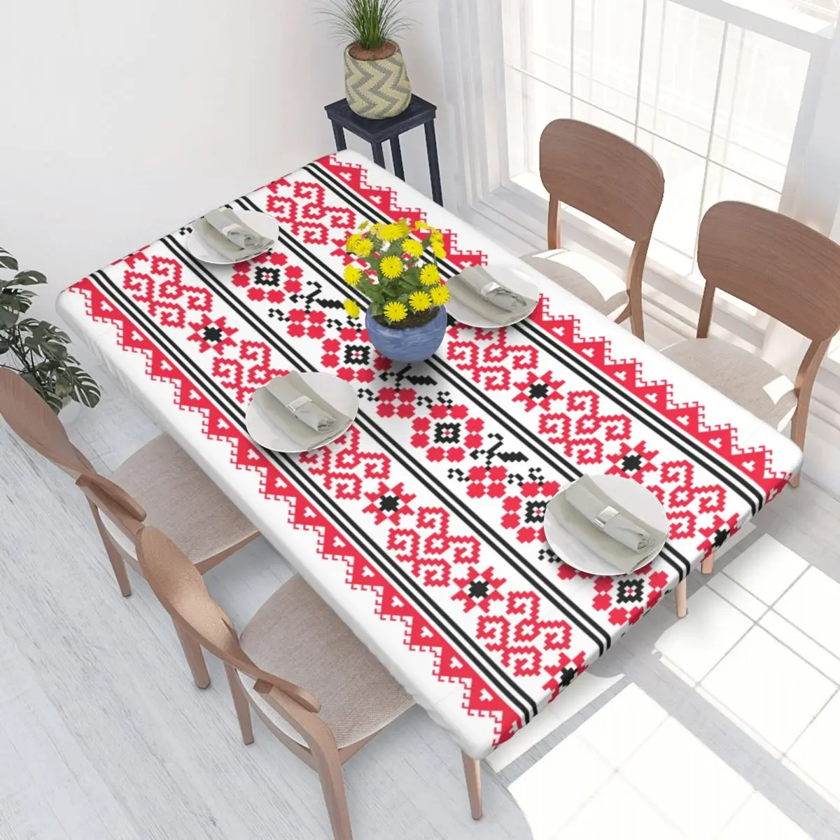 Custom Rectangular Elastic Edged Table Cover Tablecloth Fit 4FT Table Cloth Vyshyvanka Table Cover