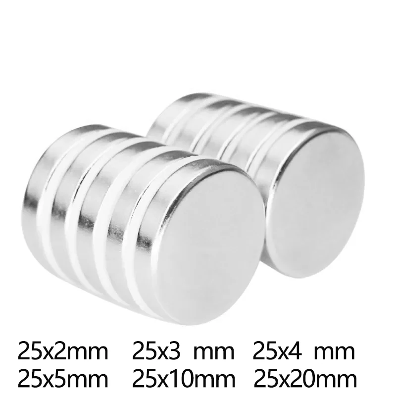 1/2/5/10/20/50PCS 25x5 mm Permanent Magnetic 25x4mm Bulk Steel Round Magnets 25x5mm Neodymium Disc Magnet 25*5  25*2 25x3 25x10