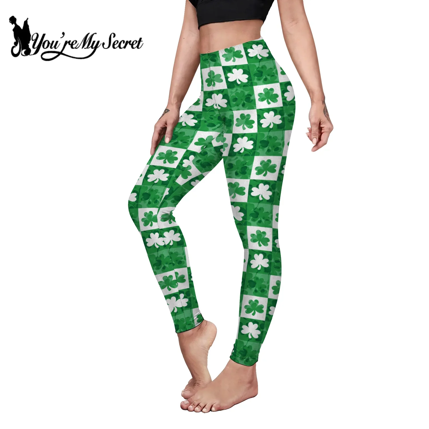 [Você é meu segredo] Leggings skinny para mulheres leggings primavera verde calças de festa casuais calças de ioga impressão 3D calças de folhas
