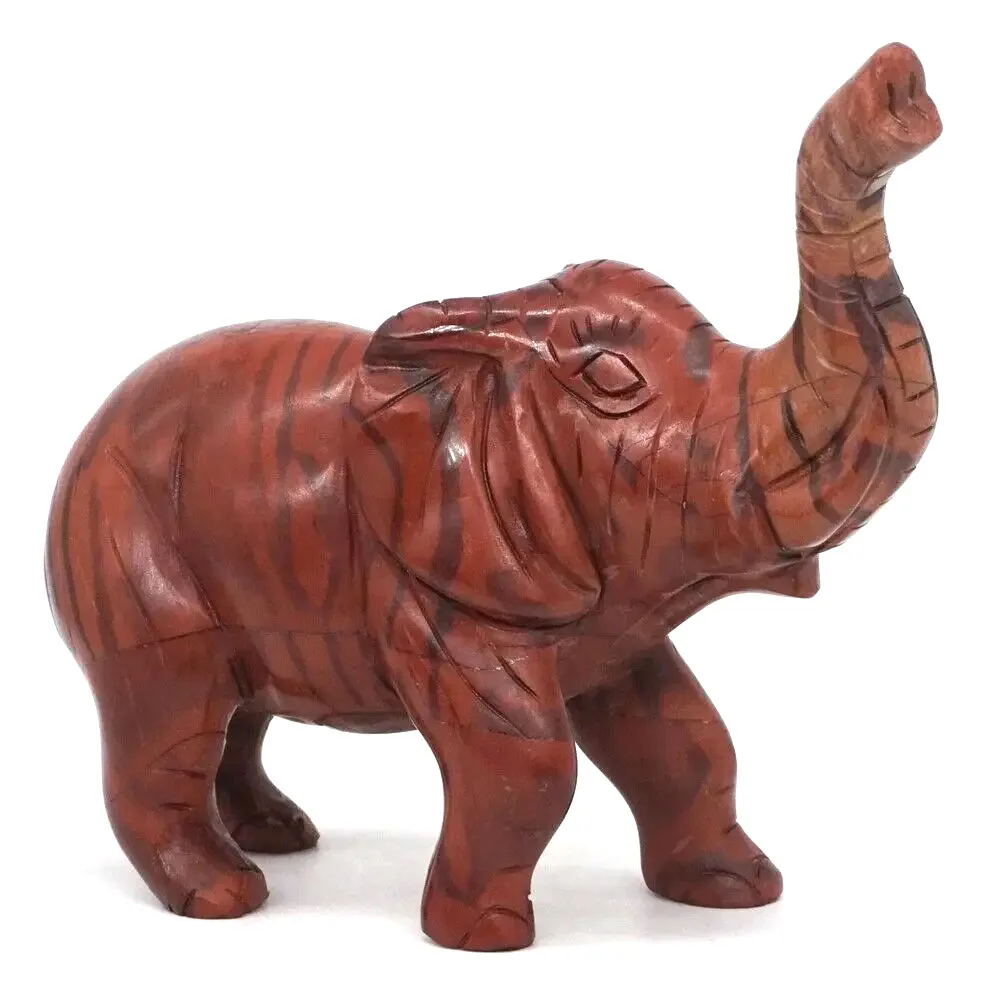 

5" Elephant Statue Natural Stone Print Jasper Crystal Carving Reiki Healing Gemstones Animal Figurine Home Room Decoration #140