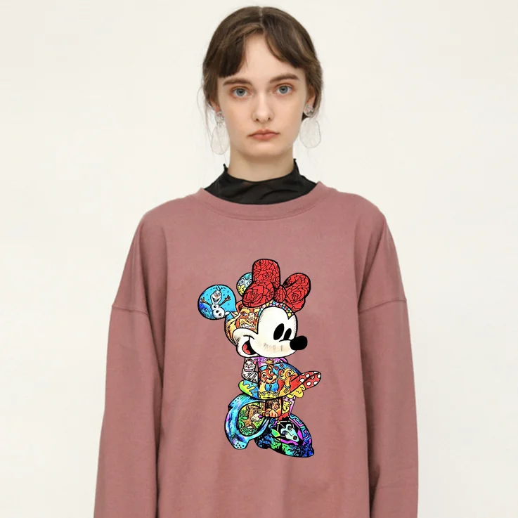 Mickey And Minnie With Princess Snow White Daisy Graffiti Painting Ironing Patches Transfer On Garment Jacket Accessory