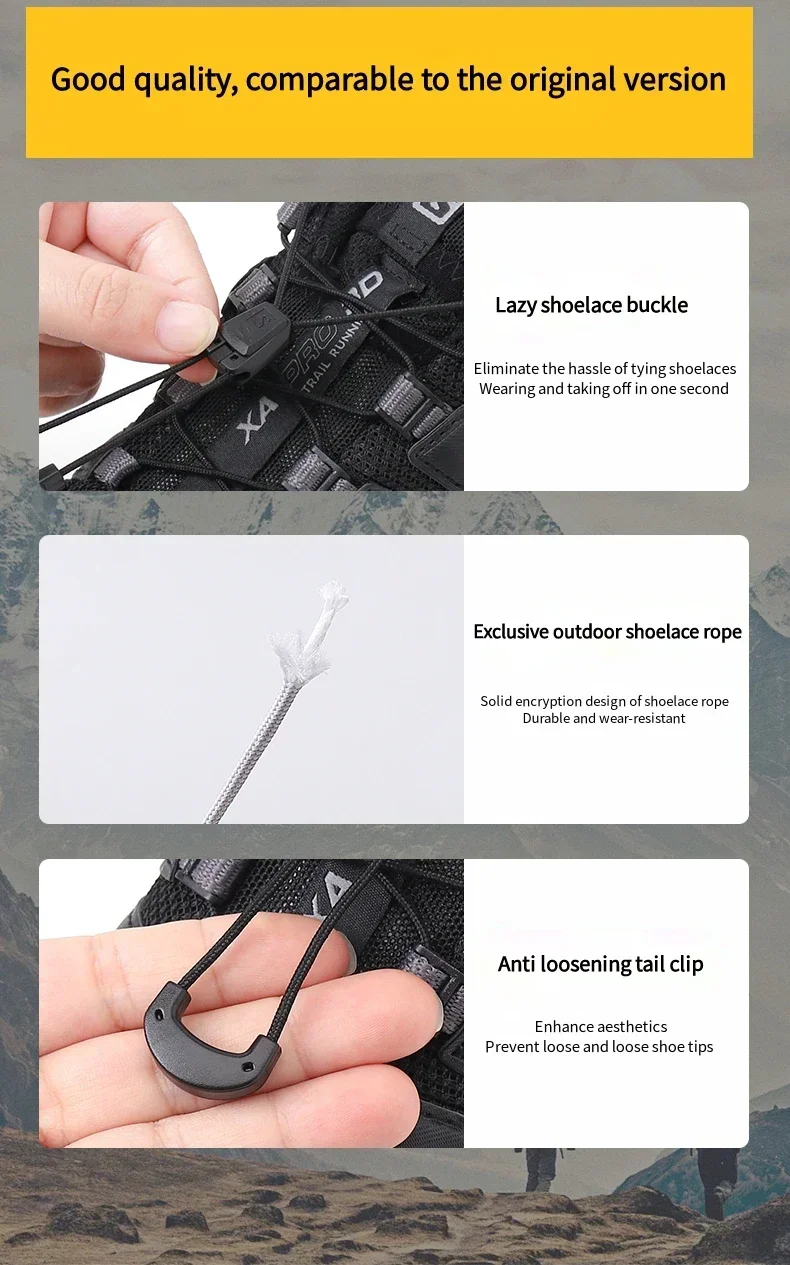 1 Paar elastische Schnürsenkel ohne Binden mit Schnellverschluss, verstellbare, dehnbare Schnürsenkel für Trail-Laufschuhe und Wanderschuhe. – Detail 4