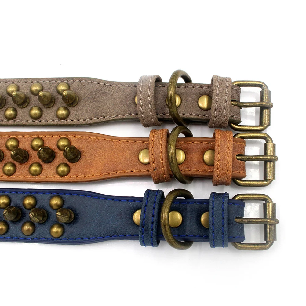 

Adjustable Pet Dog Collar Brown Size Rivet Design Durable For Walking Outdoor Sports Pet Supplies Dog Rivet Collar