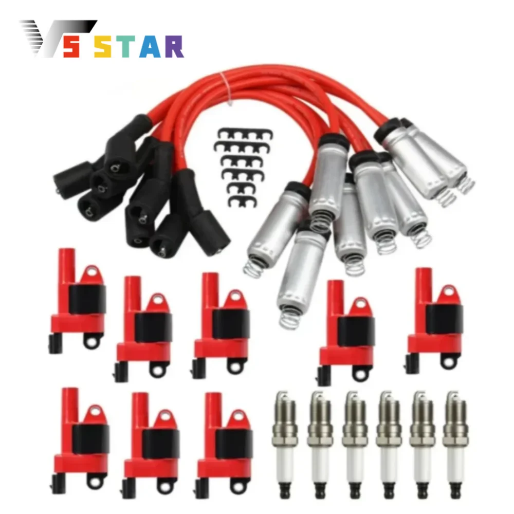 

8pcs Ignition Coil and 8pcs Spark Plug + Wire For 2008-16 GMC Savana 2500 3500 Van V8 4.8L 6.0L 2007-2016 Cadillac Escalade ESV