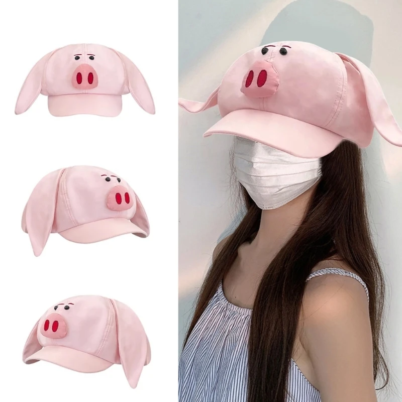 

Trendy Beret British Elegant Painter Hat Snout Fashion Piggy Ear Cabbie Hat for Outdoor Walk Club Cabbie Hat