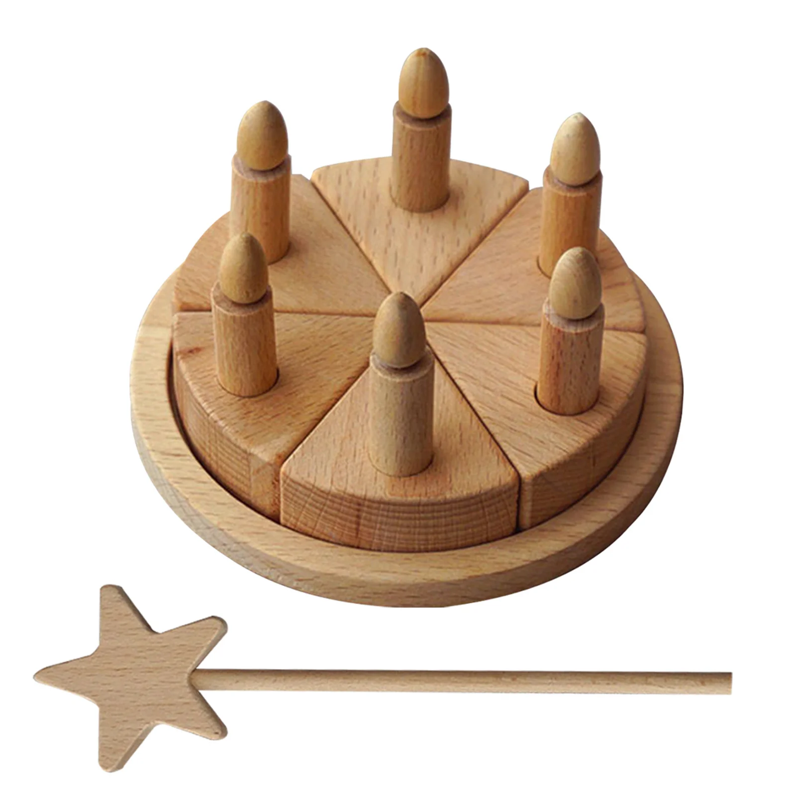 

1 set 1 Set Diy Wooden Birthday Cake Pretend Play Food Set Kids Hand-Eye Coordination Educational Role Play Wooden Cake Kit For