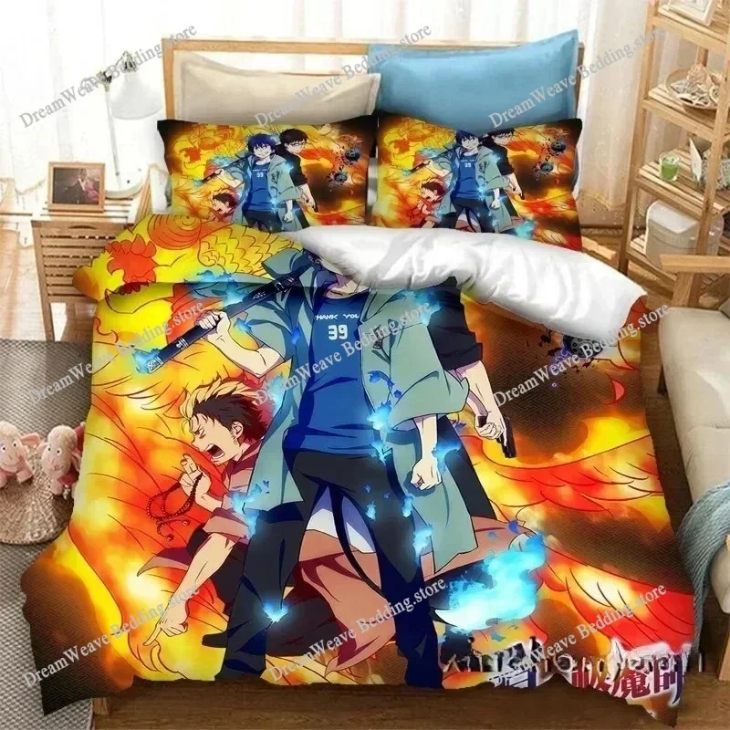 

Fashion 3D Printing Anime Blue Exorcist Bedding Set Duvet Covers Pillowcases Comforter Bedding Sets Bedclothes Bed Quilt Cover7