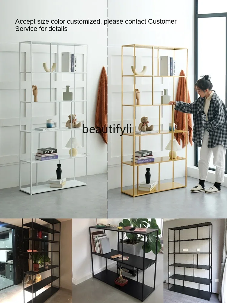 

HJ Living Room Floor Bookshelf Iron Shelf Simple Office Study Entire Wall Bookcase