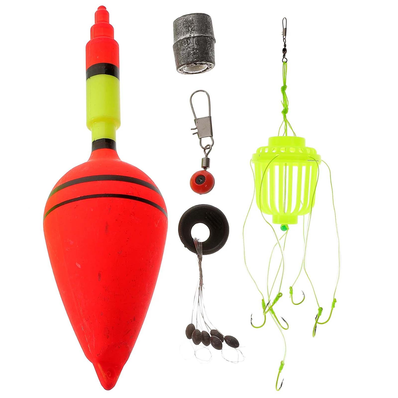 

7 Barbed Fishing Hook Fluorescent Explosion Hook Plastic Box Strong Carbon Steel Lantern Lure Float Carp Fishing Bait Basket