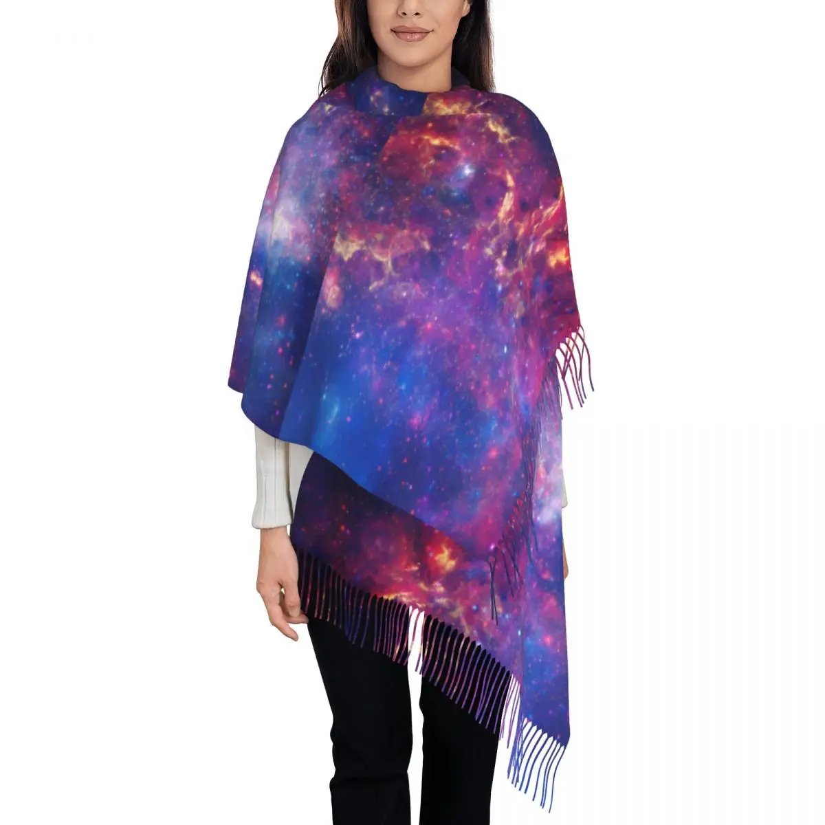 

Warm Soft Scarf Winter Colorful Space Shawls Wrpas Milky Way Galaxy Design Bufanda Unisex y2k Cool Scarves Wraps