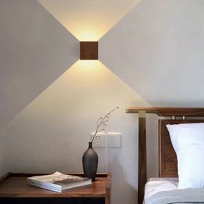 

Creative Wood Led Wall Lamp Emitting Light UpandDown Artistic Background Entrances Stairs Balconies Atmosphere Lighting Fixtures